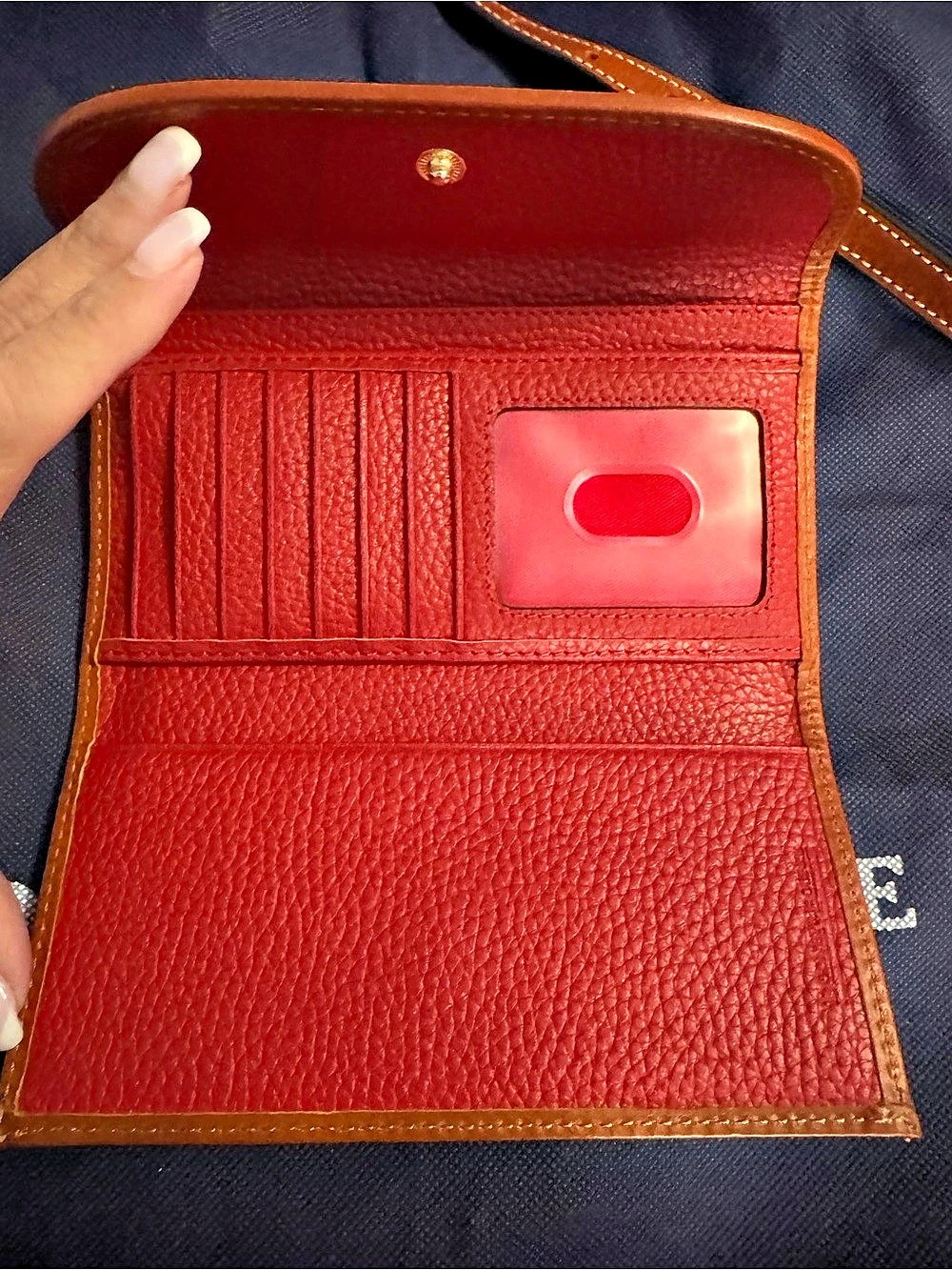 Dooney & Bourke Pebble Leather-Trim Wallet in Red & Brown - Picture 2 of 3